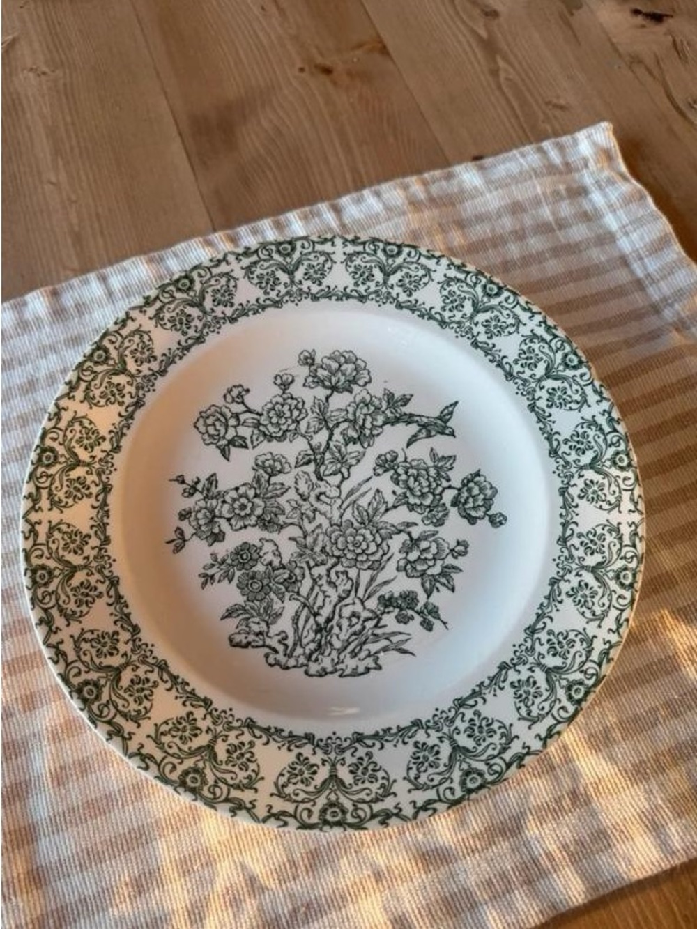 Green Floral Ceramic Dinner Plate - Home Dining